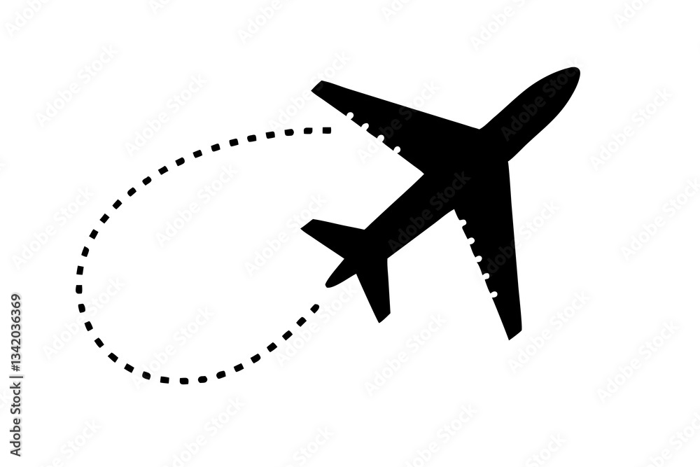 Airplane Flight Path Icon Travel Route, Destination, Tourism, Aviation, Transportation, and International Journey Symbol Airplane Flight Path Icon Travel Route, Destination, Tourism, Aviation, Transportation, and International Journey Symbol