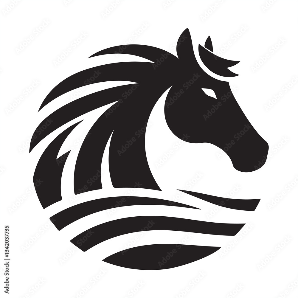 Fototapeta premium black silhouette of a standing horse