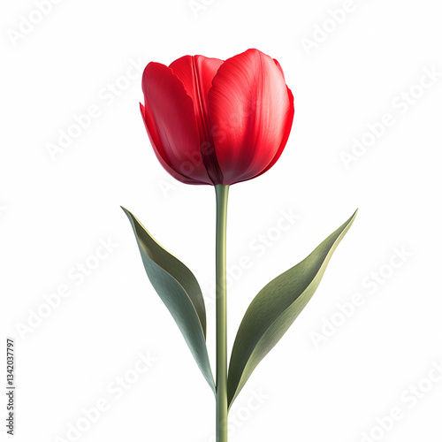 red tulip flower isolated on white background