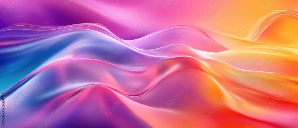 Abstract iridescent flowing waves background with vibrant gradient colors in smooth silk fabric texture for modern design and wallpaper Abstract iridescent flowing waves background with vibrant gradient colors in smooth silk fabric texture for modern design and wallpaper