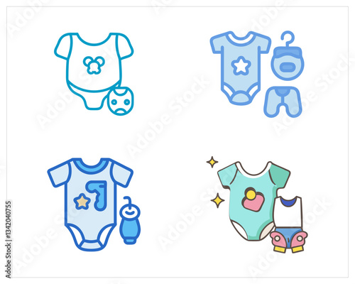 Baby fashion vector and baby icon set