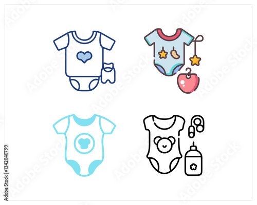 Baby fashion vector and baby icon set