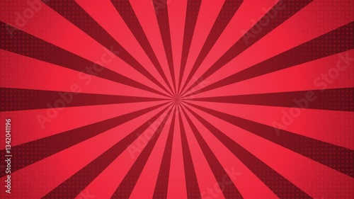 Red radial lines radiating from center with halftone dot pattern background design element 100