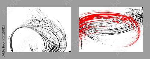 Strokes of black and red paint. Set of two templates. Graffiti element. Design template for the design of banners, posters, booklets, covers, magazines. EPS 10
