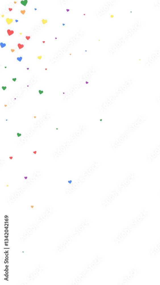 Heart confetti valentine overlay. Rainbow colored scattered hearts. LGBT valentine card. Joyfull heart confetti vector illustration Heart confetti valentine overlay. Rainbow colored scattered hearts. LGBT valentine card. Joyfull heart confetti vector illustration
