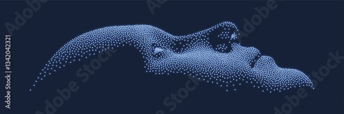 Man looking up. Abstract digital human head. Cover design template. Minimalistic design for business presentation, placard, banner, cover, brochure or notebook. 3d vector.