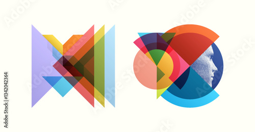 Machine learning. Futuristic artificial intelligence concept. Art composition with geometric shapes and forms. Cover design template for presentation, poster, cover, brochure, leaflet, billboard.