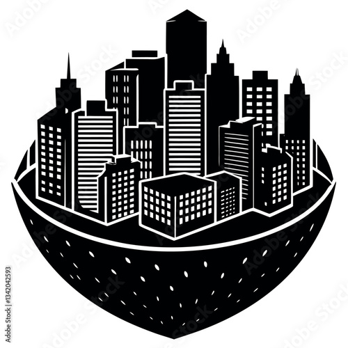 Illustrate a compact micro city skyscraper.