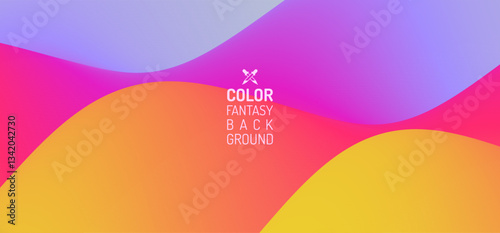 Multilayer texture. Abstract wavy background with modern gradient colors. Trendy liquid design. Cover design template. Motion sound wave. 3D illustration for brochure, poster, presentation or banner.