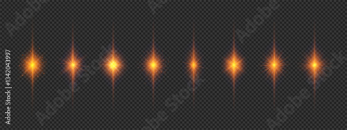 Set of orange light effects of lens flares