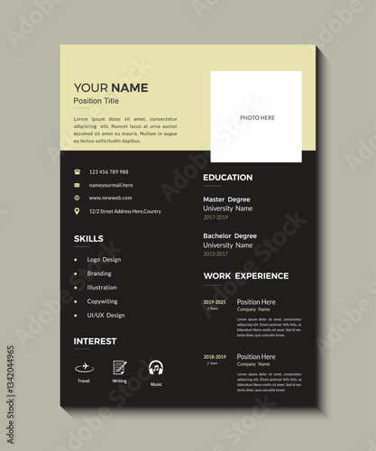 Modern CV Resume template design, Clean and modern resume or CV template. Elegant Vector Resume Template with Subtle Color Combinations, Corporate modern elegant resume template design,