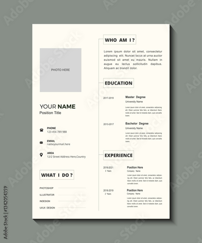 Simple Vector Resume Template for Professional Applications, Making Basic Creative CV template. Creative Business CV Template with Simple Professional Layout, Professional Resume CV Templates.