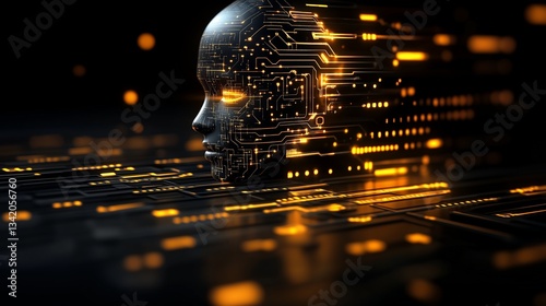 A humanoid robot AI agent hologram in the metaverse during the singularity symbolizing agentic autonomy and AGI technology in the future using superintelligence