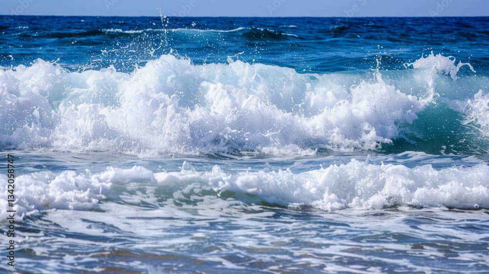 Fototapeta premium Seascape with Crashing Blue Waves