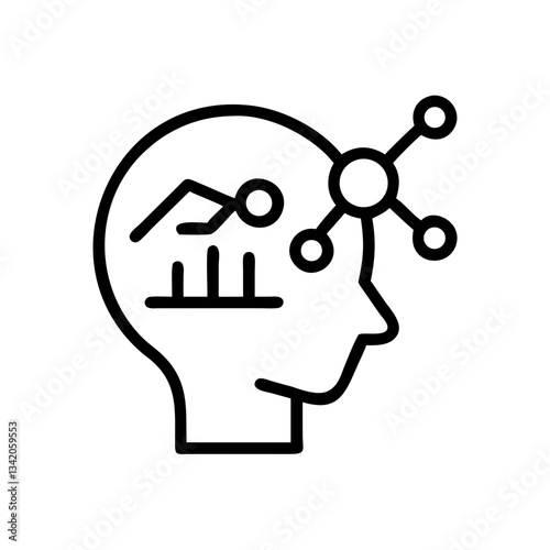 Artificial Intelligence Analyzes Business Data Analytical Mood, Innovation in Minimalist Style