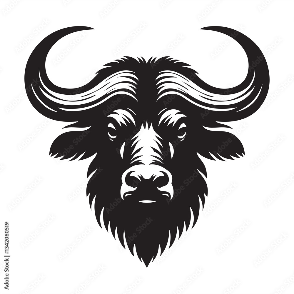 Fototapeta premium Buffalo silhouette vector on a white background