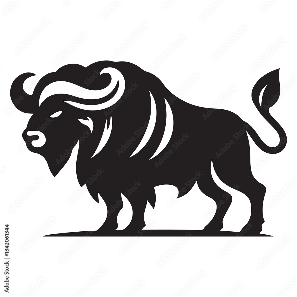 Buffalo silhouette vector on a white background Buffalo silhouette vector on a white background