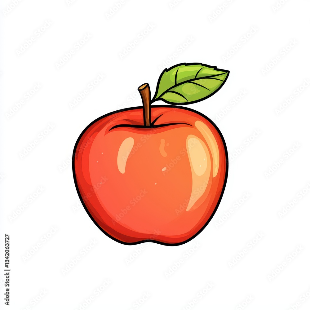 Juicy Red Apple with Leaf on White Background for Fresh Fruit Concept Design and Ideas Juicy Red Apple with Leaf on White Background for Fresh Fruit Concept Design and Ideas