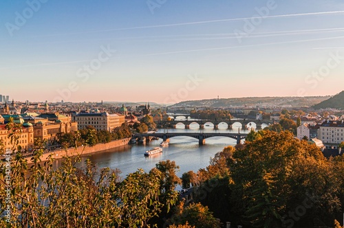 Czech Republic over river Vltava with Bridges