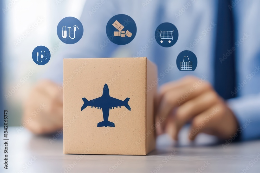 Medical Supply Chain Concept with Logistics and Delivery Visuals on a Business Background