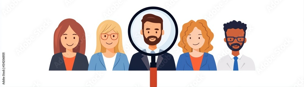Focused Target Audience with Magnifying Glass Concept for Marketing Strategies and Insights Focused Target Audience with Magnifying Glass Concept for Marketing Strategies and Insights
