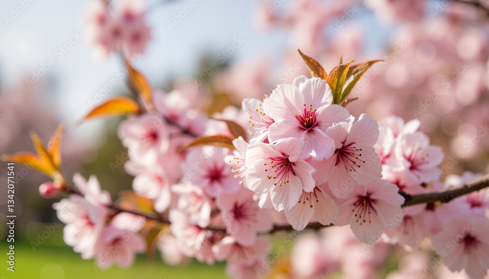 Cherry blossom flowers blooming in the park Cherry blossom flowers blooming in the park