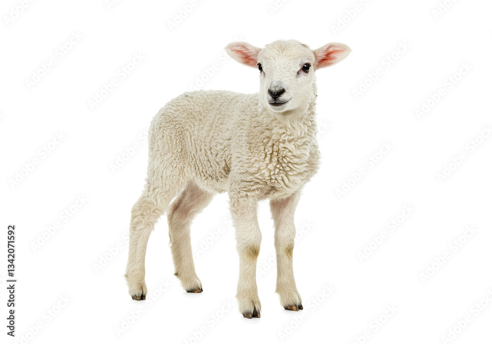 Fototapeta premium Young sheep isolated on white background.