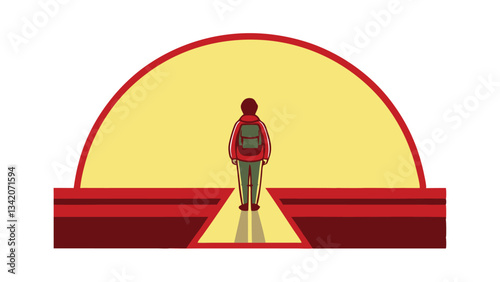 Lone Traveler Facing Bright Future Journey, Hope, and New Beginnings
