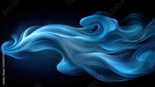 Ethereal Blue Smoke Illuminated Against a Starry Night Sky