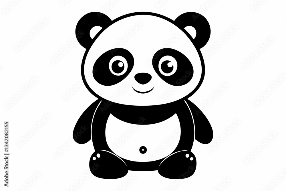 Naklejka premium a cute panda line art silhouette vector illustration