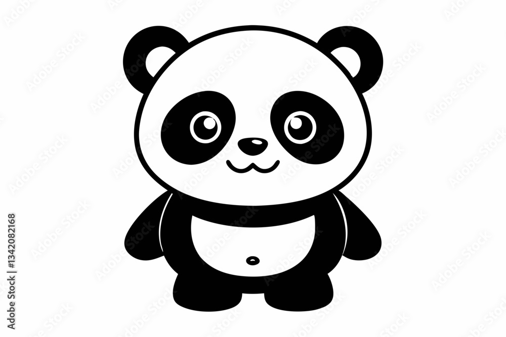 Fototapeta premium a cute panda line art silhouette vector illustration