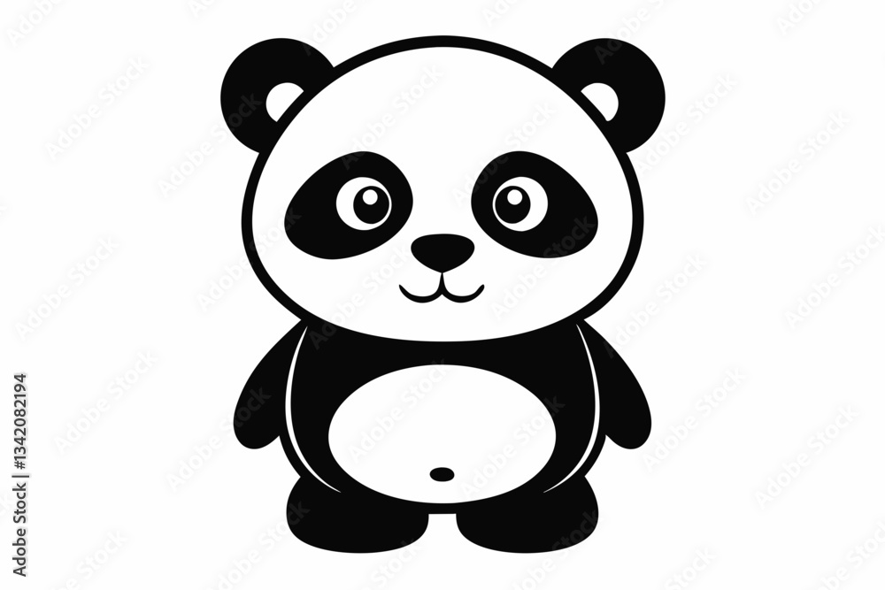 a cute panda line art silhouette vector illustration a cute panda line art silhouette vector illustration