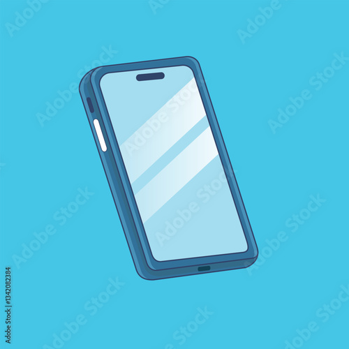 blue smartphone with blank screen vector