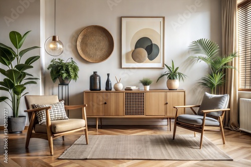 Cozy Modern Bohemian Living Room with Natural Elements