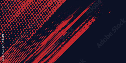 Red halftone dots blue color pattern gradient grunge texture background. Dot pop art comic sport style  sport background