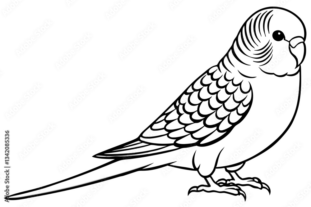 Fototapeta premium budgerigar line art silhouette vector illustration