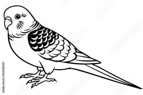 budgerigar line art silhouette vector illustration