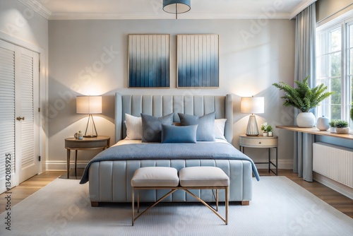 Stylish Modern Bedroom with Calming Blue Accents