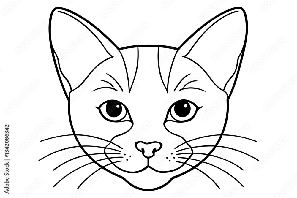 Fototapeta premium cat head line art silhouette vector illustration