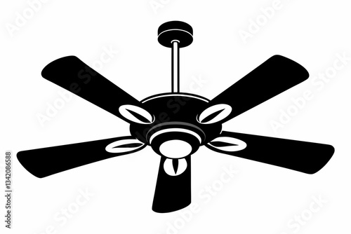 ceiling fan line art silhouette vector illustration