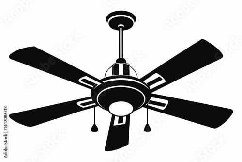 ceiling fan line art silhouette vector illustration