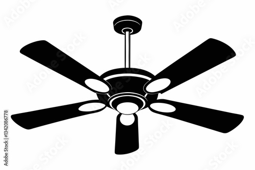 ceiling fan line art silhouette vector illustration