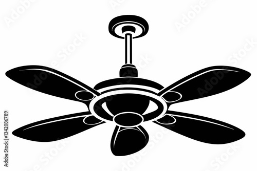 ceiling fan line art silhouette vector illustration