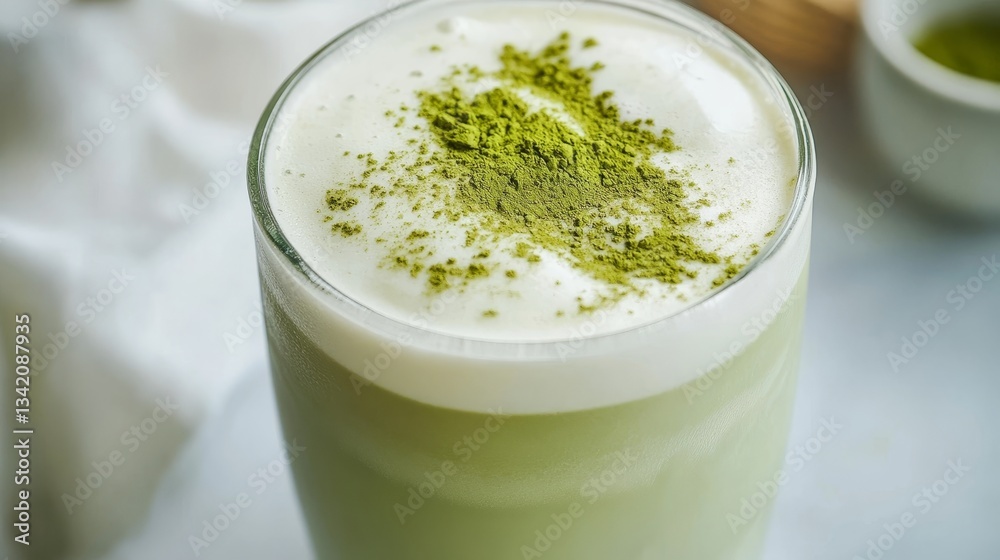 Taste the flavors of matcha and milk in a cold, creamy latte. Taste the flavors of matcha and milk in a cold, creamy latte.