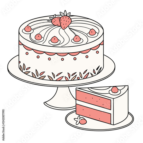 Decorated Cake with Strawberries