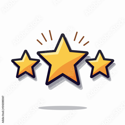 Three golden stars shining brightly, award and recognition
