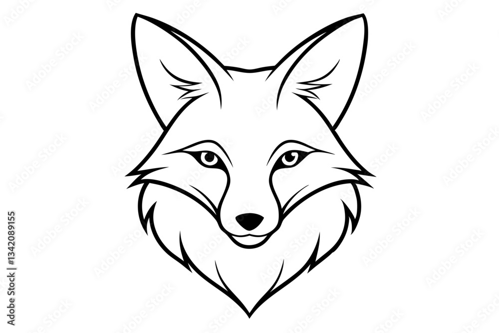 elegant fox head line art silhouette vector illustration elegant fox head line art silhouette vector illustration