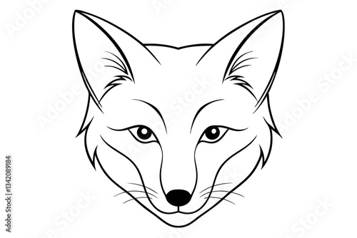 elegant fox head line art silhouette vector illustration