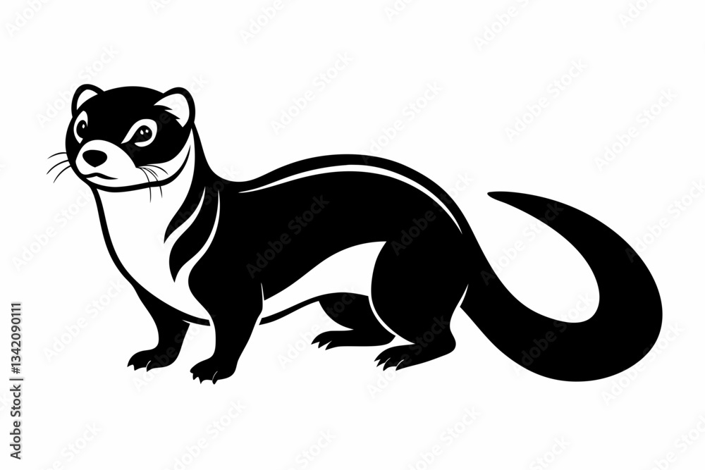 Obraz premium ferret line art silhouette vector illustration