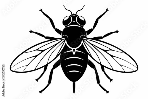 flie line art silhouette vector illustration